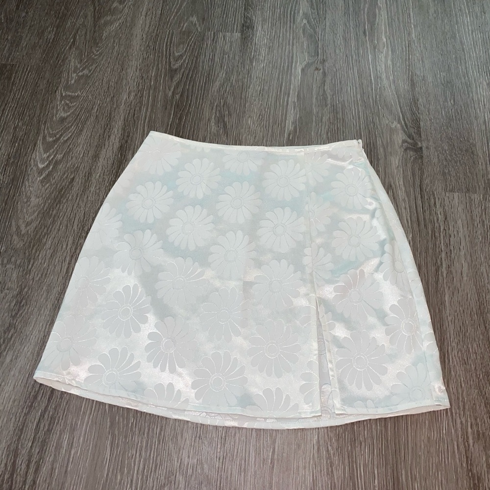 white flower slit mini skirt cotton candy LA